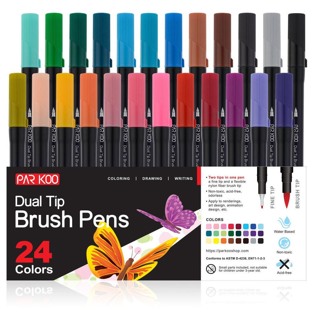 Duslogis Dual Brush Marker Pens for Coloring,24 Colored Markers