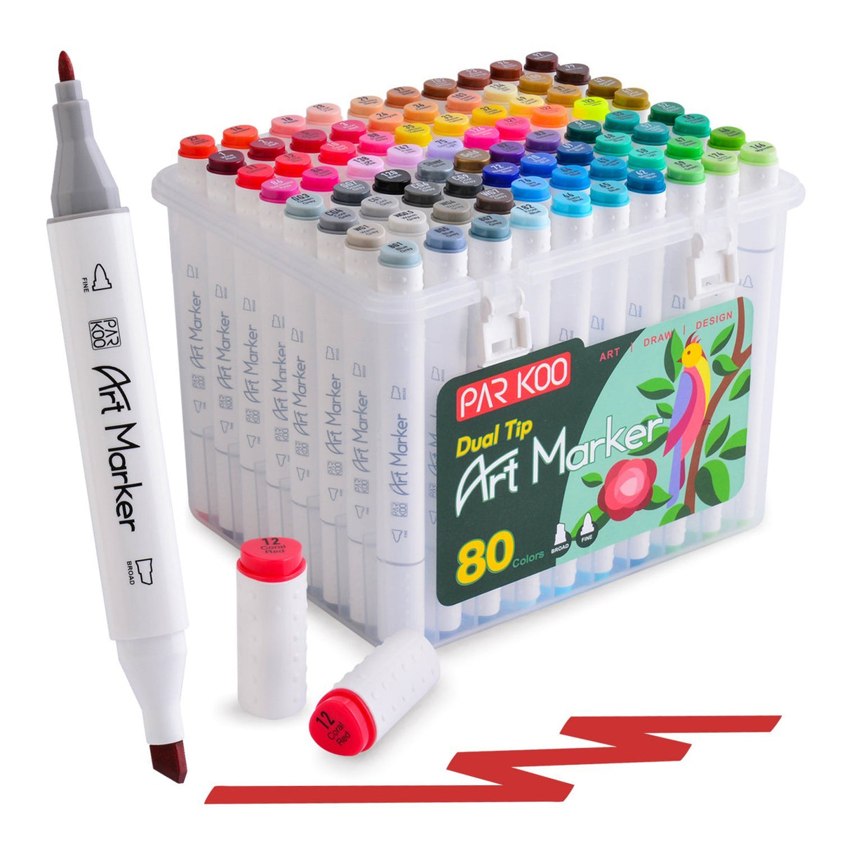 60/80 Colors Alcohol Markers, Dual Tip Art Watercolor Pen for Kids