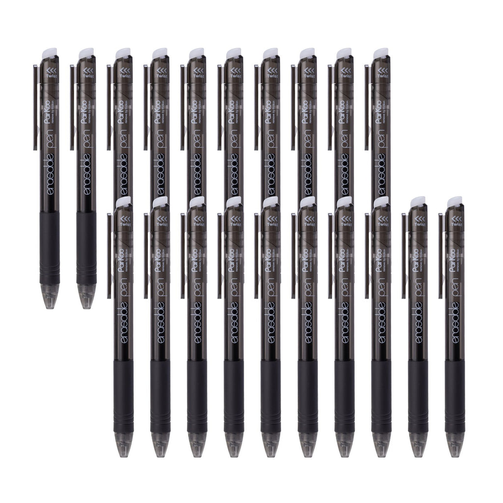 ParKoo Retractable Erasable Gel Pens Clicker, Fine Point, Black Ink, 6